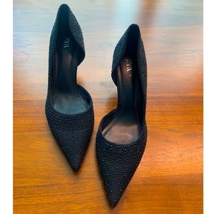 Zara studded pointed black high heels